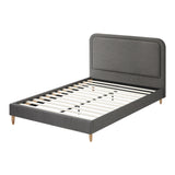 Oikiture Bed Frame Queen Size Fabric Grey BOB - Rear View