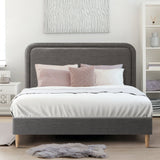 Oikiture Bed Frame Queen Size Fabric Grey BOB - 45-Degree Angle
