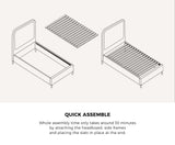 Oikiture Bed Frame Queen Size Fabric Grey BOB - Close-Up Angle
