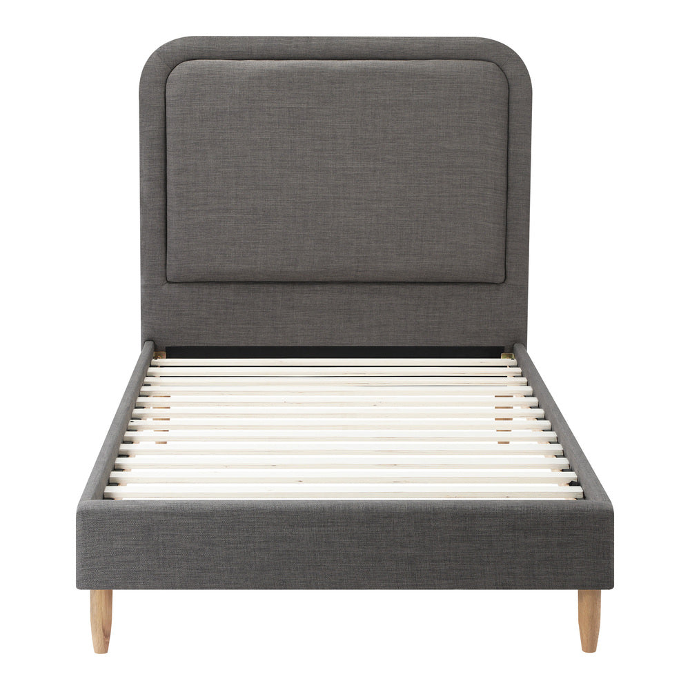 Oikiture Bed Frame Single Size Fabric Grey BOB