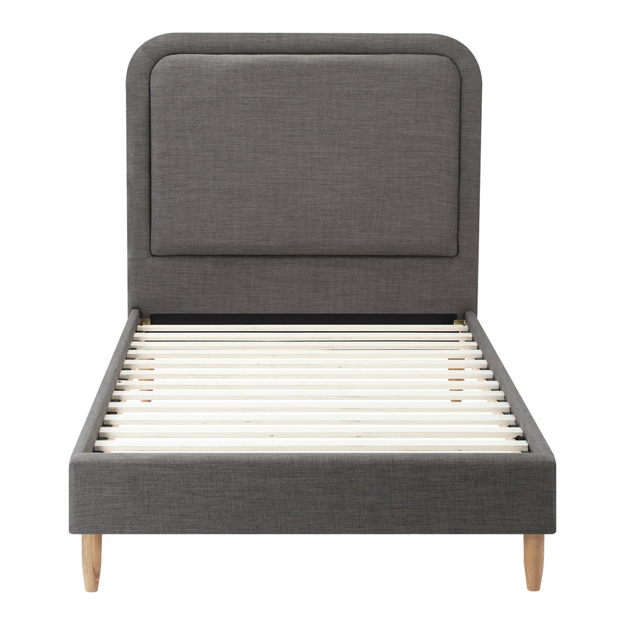 Oikiture Bed Frame Single Size Fabric Grey BOB