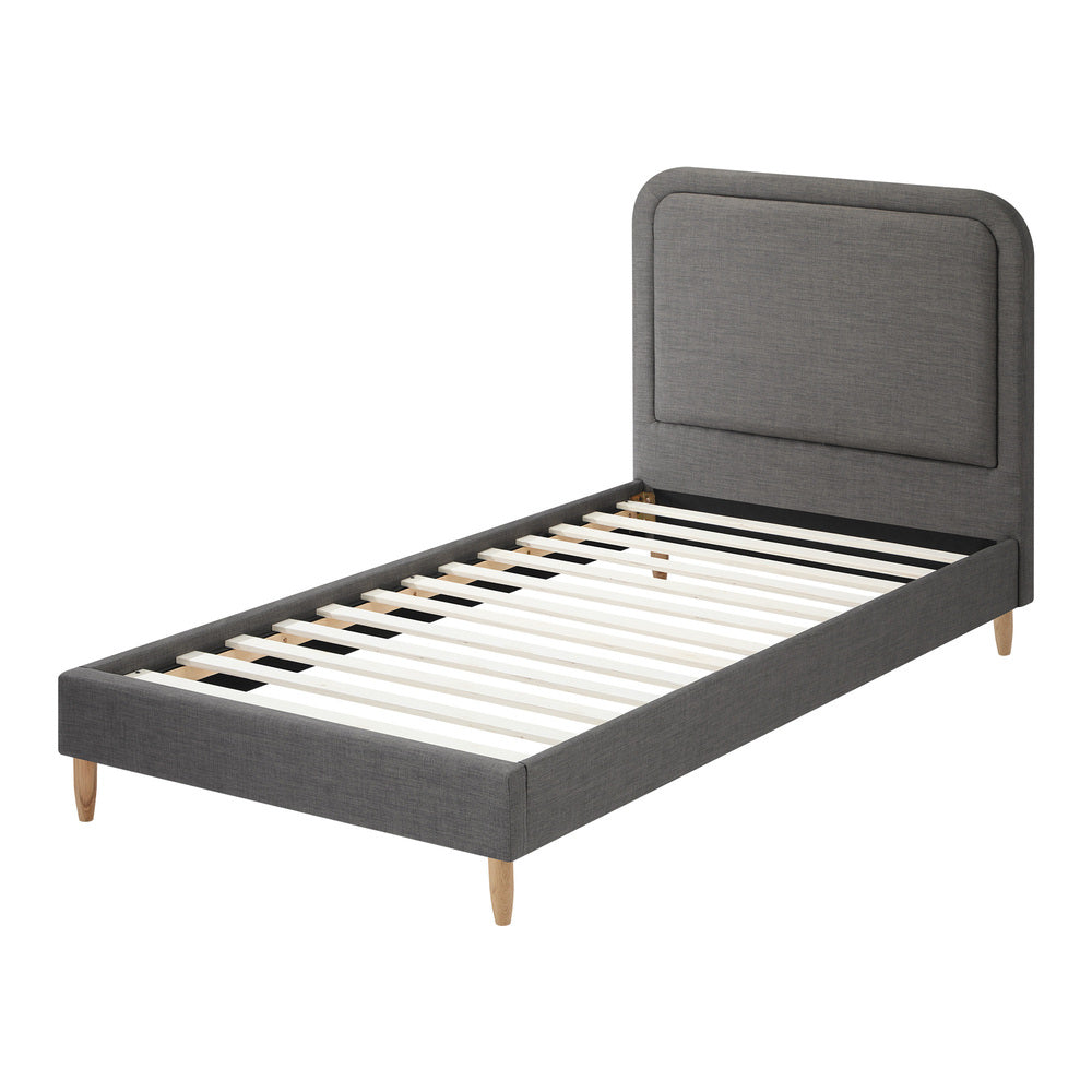 Oikiture Bed Frame Single Size Fabric Grey BOB