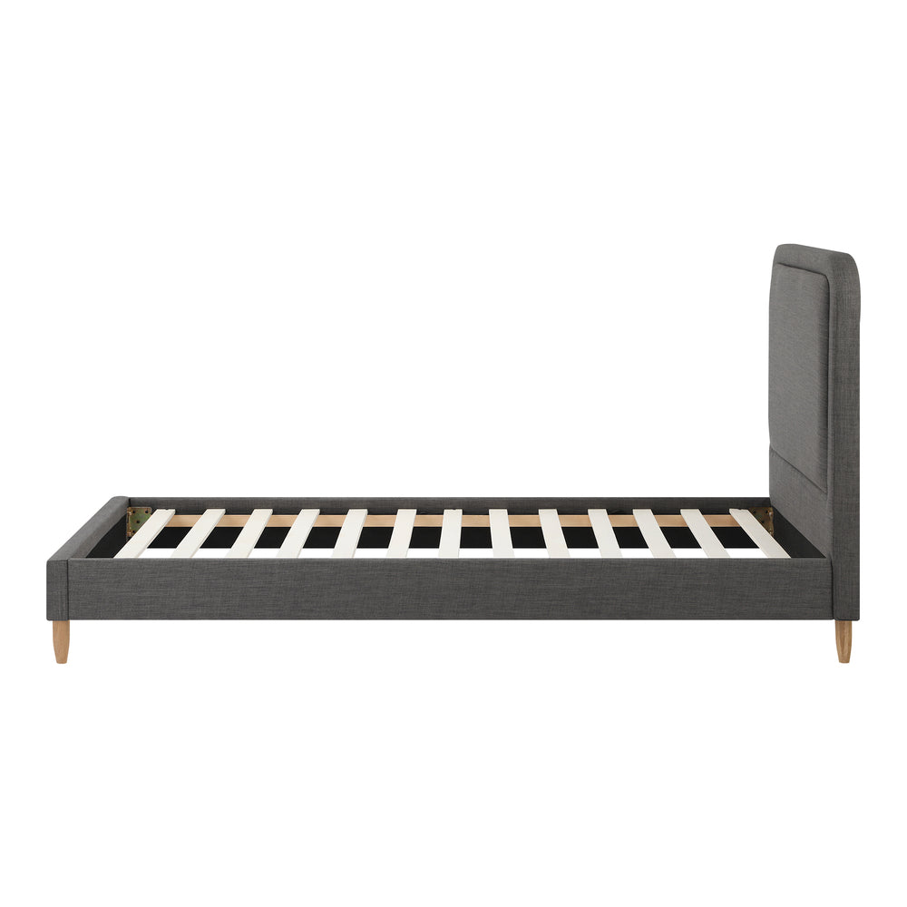 Oikiture Bed Frame Single Size Fabric Grey BOB