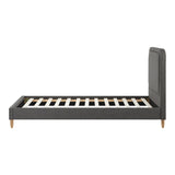 Oikiture Bed Frame Single Size Fabric Grey BOB - Close-Up Angle