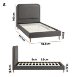 Oikiture Bed Frame Single Size Fabric Grey BOB