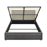 Oikiture Double Bed Frame Gas Lift Storage Base Fabric Grey - Top-Down View