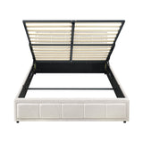 Oikiture Double Bed Frame Gas Lift Storage Base Boucle White