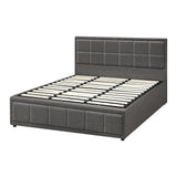 Oikiture Bed Frame King Size Gas Lift Storage Base Fabric Grey - Extra Image