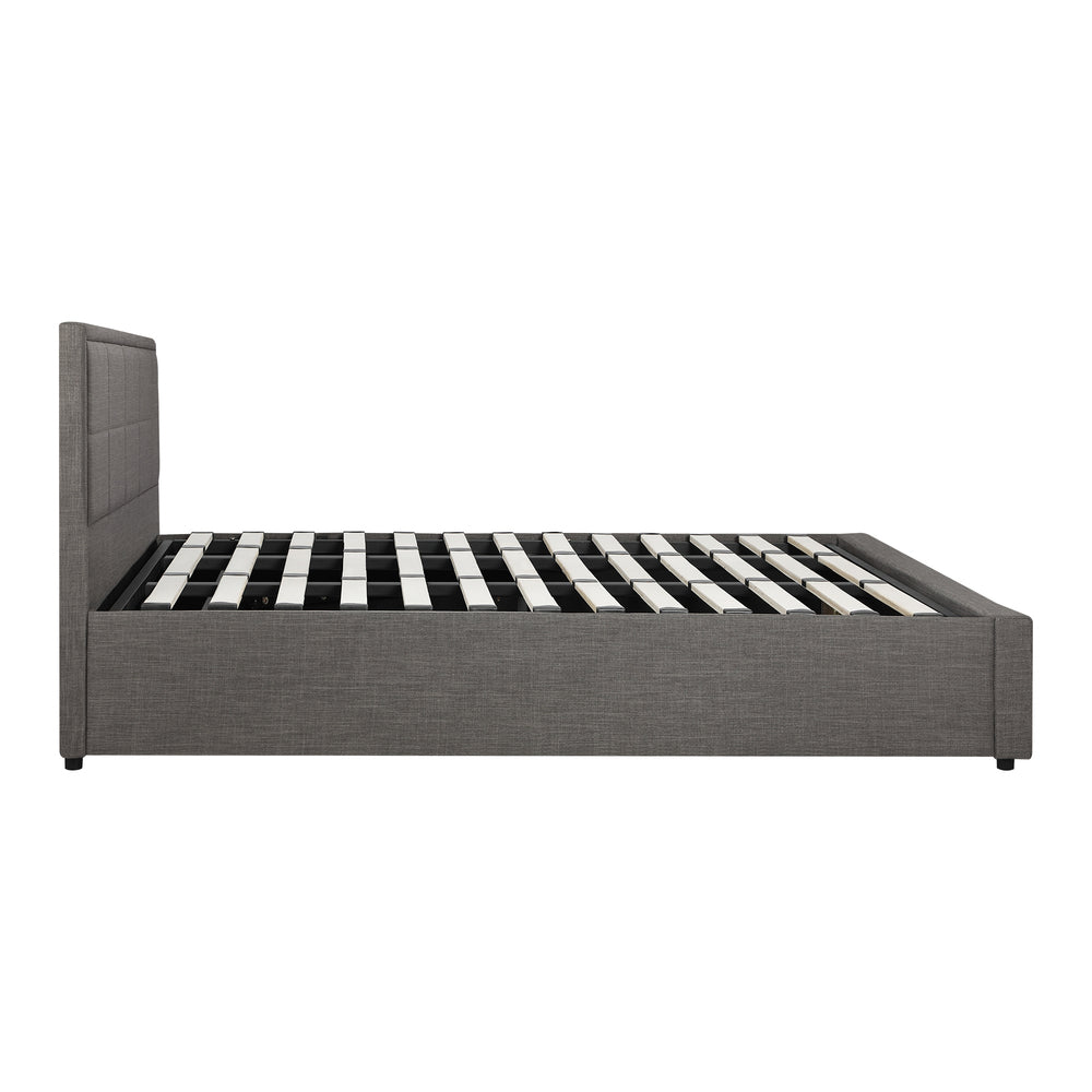 Oikiture Bed Frame King Size Gas Lift Storage Base Fabric Grey