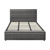 Oikiture Bed Frame King Size Gas Lift Storage Base Fabric Grey - Top-Down View