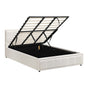 Oikiture King Bed Frame Gas Lift Storage Base Boucle White