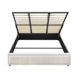 Oikiture King Bed Frame Gas Lift Storage Base Boucle White