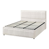 Oikiture King Bed Frame Gas Lift Storage Base Boucle White