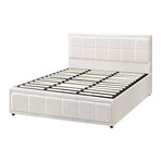 Oikiture King Bed Frame Gas Lift Storage Base Boucle White
