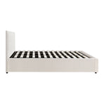 Oikiture King Bed Frame Gas Lift Storage Base Boucle White
