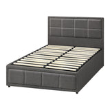 Oikiture Bed Frame King Single Gas Lift Storage Base Fabric Grey - Top-Down View
