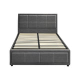 Oikiture Bed Frame King Single Gas Lift Storage Base Fabric Grey - Close-Up Angle
