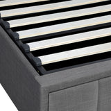 Oikiture Bed Frame King Single Gas Lift Storage Base Fabric Grey - Side View