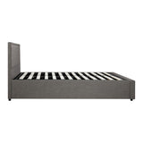 Oikiture Queen Bed Frame Gas Lift Storage Base Fabric Grey