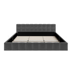 Oikiture Bed Frame King Size Tufted Headboard Grey Velvet