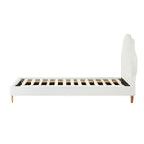 Oikiture Bed Frame Single Size Kids Bed Frame White Leather