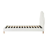 Oikiture Bed Frame Single Size Kids Bed Frame White Leather - Top-Down View