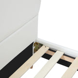 Oikiture Bed Frame Single Size Kids Bed Frame White Leather - Close-Up Angle