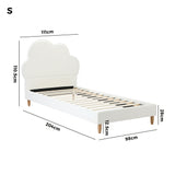 Oikiture Bed Frame Single Size Kids Bed Frame White Leather - Side View