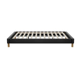 Oikiture Bed Frame Double Size Bed Base Black Leather - Extra Image