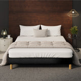 Oikiture Bed Frame Double Size Bed Base Black Leather