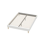 Oikiture Bed Frame Double Size Bed Base White Boucle