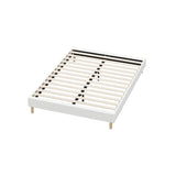 Oikiture Bed Frame Double Size Bed Base White Boucle - Low Angle