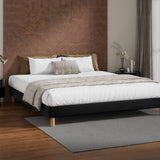Oikiture Bed Frame King Size Bed Base Black Leather