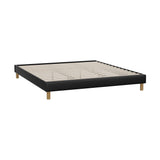 Oikiture Bed Frame King Size Bed Base Black Leather