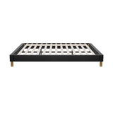 Oikiture Bed Frame King Size Bed Base Black Leather