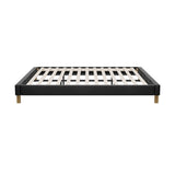 Oikiture Bed Frame King Size Bed Base Black Leather - Extra Image