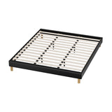 Oikiture Bed Frame King Size Bed Base Black Leather