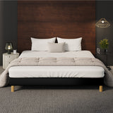 Oikiture Bed Frame King Size Bed Base Black Leather
