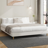 Oikiture Bed Frame King Size Bed Base White Boucle - Front View