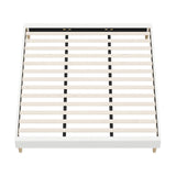 Oikiture Bed Frame King Size Bed Base White Boucle - Rear View