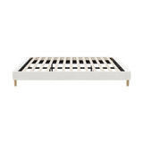 Oikiture Bed Frame King Size Bed Base White Boucle
