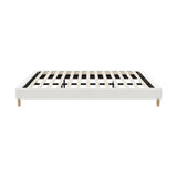 Oikiture Bed Frame King Size Bed Base White Boucle - Low Angle