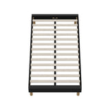 Oikiture Bed Frame King Single Bed Base Black Leather