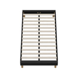 Oikiture Bed Frame King Single Bed Base Black Leather - 45-Degree Angle