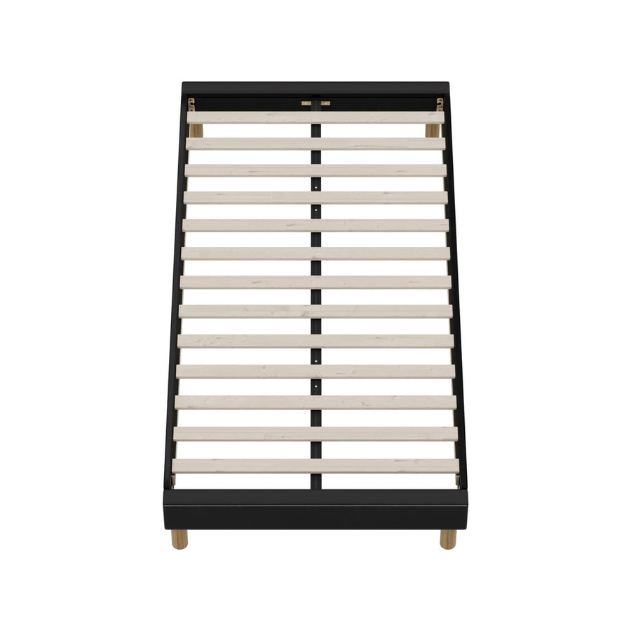 Oikiture Bed Frame King Single Bed Base Black Leather