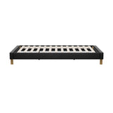 Oikiture Bed Frame King Single Bed Base Black Leather