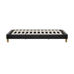 Oikiture Bed Frame King Single Bed Base Black Leather
