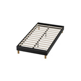 Oikiture Bed Frame King Single Bed Base Black Leather