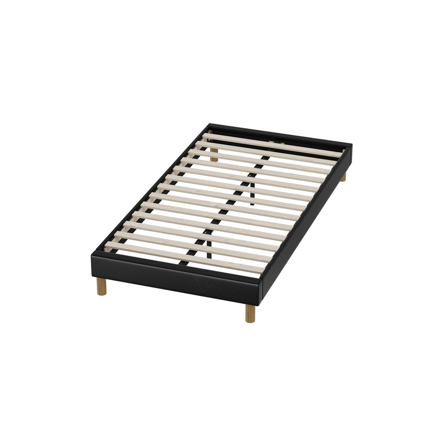 Oikiture Bed Frame King Single Bed Base Black Leather