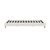Oikiture Bed Frame King Single Size Bed Base White Boucle